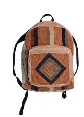 Corduroy Patchwork Diamond Backpack - HalfMoonMusic