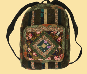 Diamond Patchwork Recycled Printed Corduroy Backpack - HalfMoonMusic