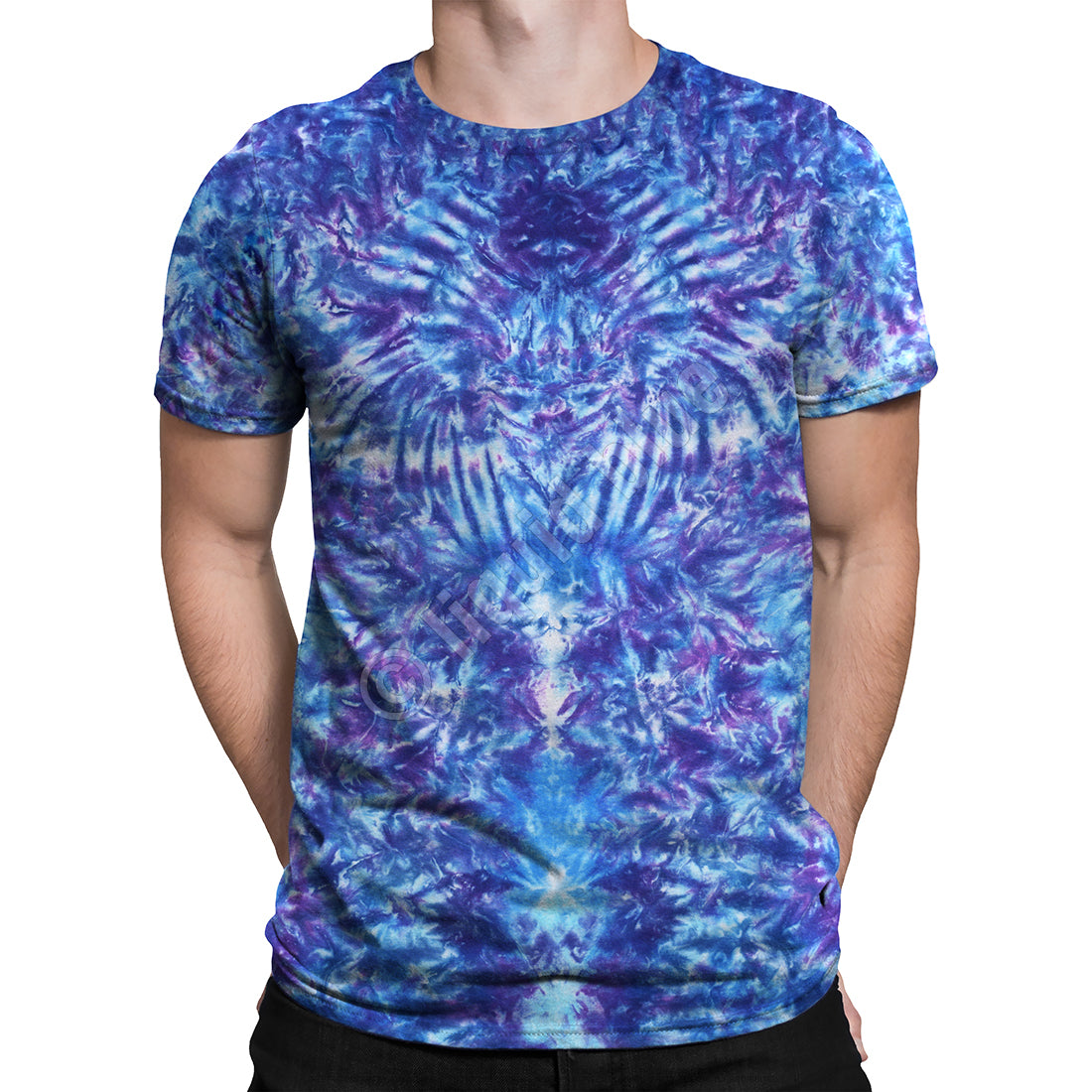 Mens Crazy Blue Krinkle Tie Dye T Shirt - HalfMoonMusic