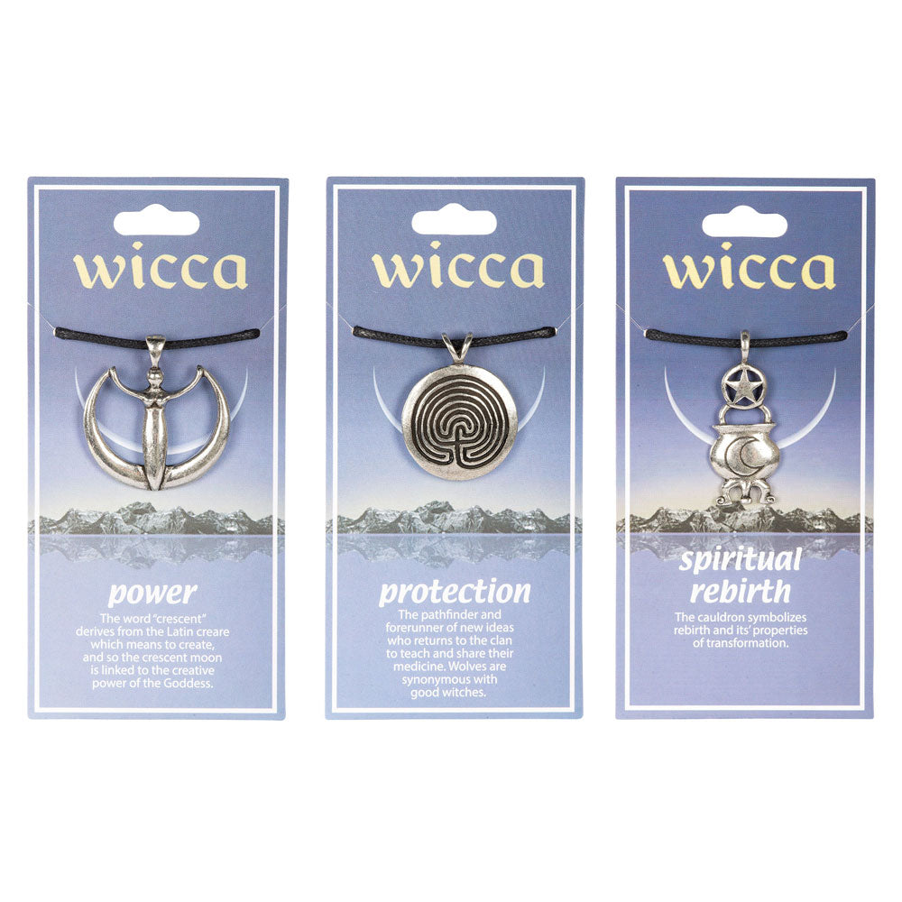 Wicca Pendant Necklace Carded Jewelry - HalfMoonMusic