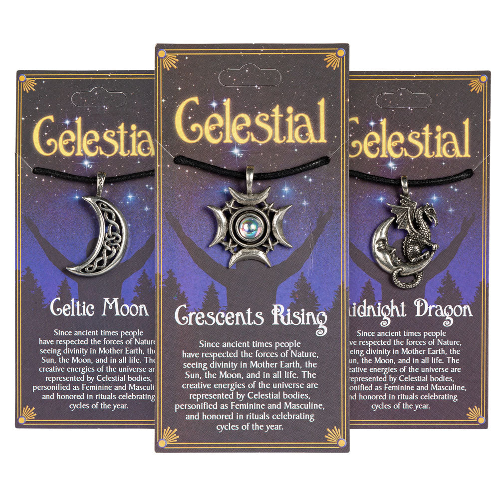 Celestial Pendant Necklace Carded Jewelry - HalfMoonMusic