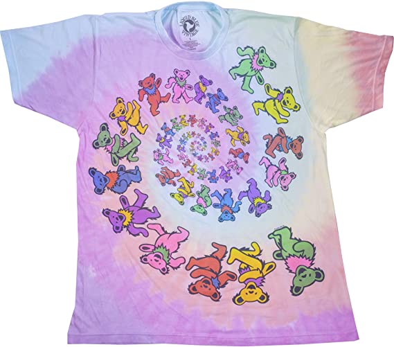 Mens Vintage Spiral Bears Tie Dye T-shirt - HalfMoonMusic