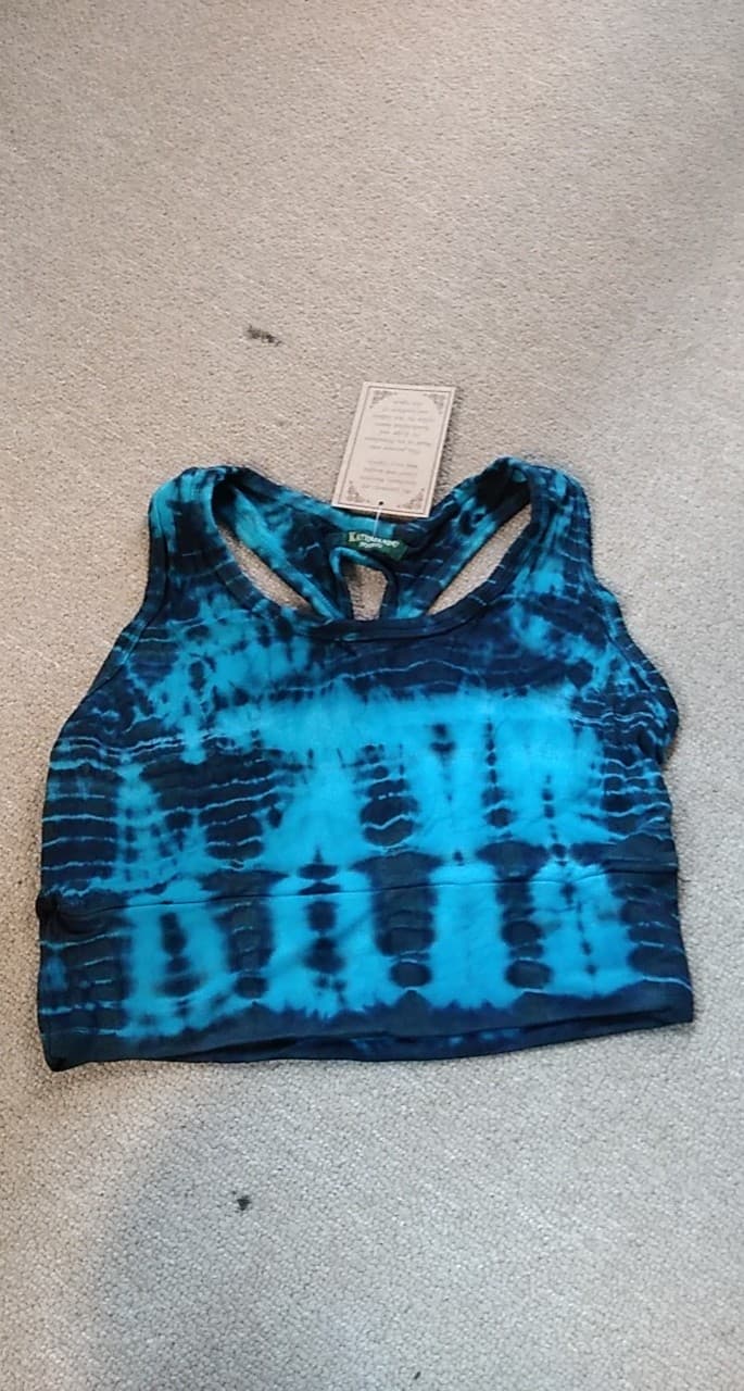 Womens Tie-Dye Spandex Cross Back Bra Top - HalfMoonMusic