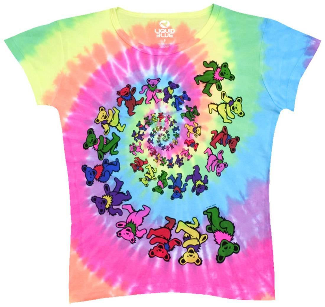 Ladies GD Spiral Bears Tie-Dye T-shirt - HalfMoonMusic