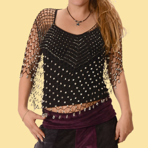 Womens Crochet Beaded Shrug - HalfMoonMusic