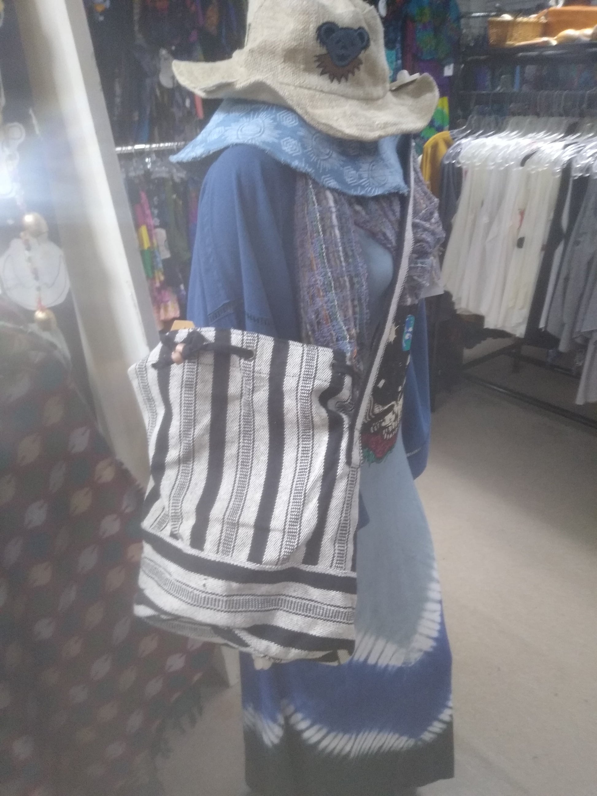 Cotton Striped Multi-Color Bucket Bag - HalfMoonMusic