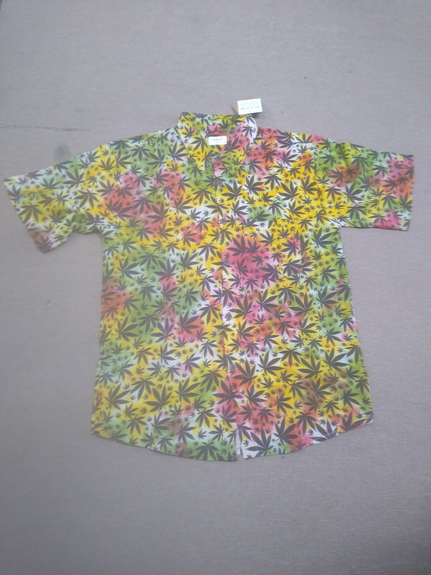 Mens Magic Leaf Print Button-Down Shirt - HalfMoonMusic