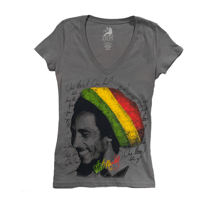 Ladies Bob Marley Rasta Tam T-shirt - HalfMoonMusic
