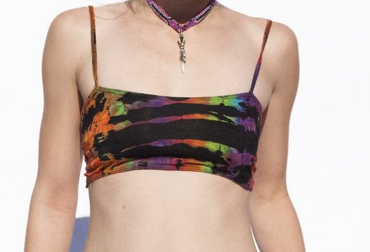 Womens Mudd Mee Tie Dye Cage Back Bralette Top - HalfMoonMusic