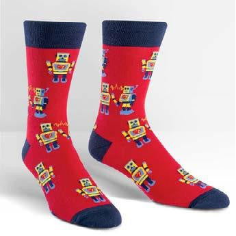 Mens Robot Love Crew Socks - HalfMoonMusic