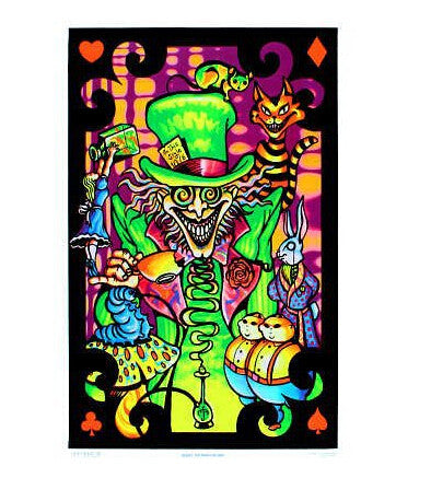 Alice Mad Hatter Collage Blacklight Poster - HalfMoonMusic