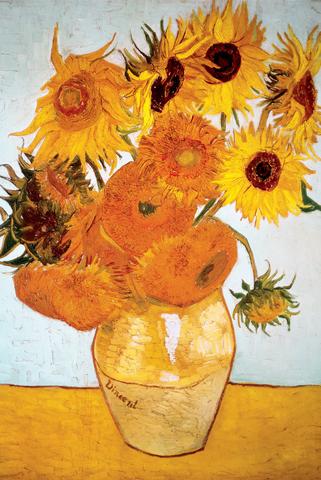 11x17 Van Gogh Sunflowers Countertop Poster - HalfMoonMusic