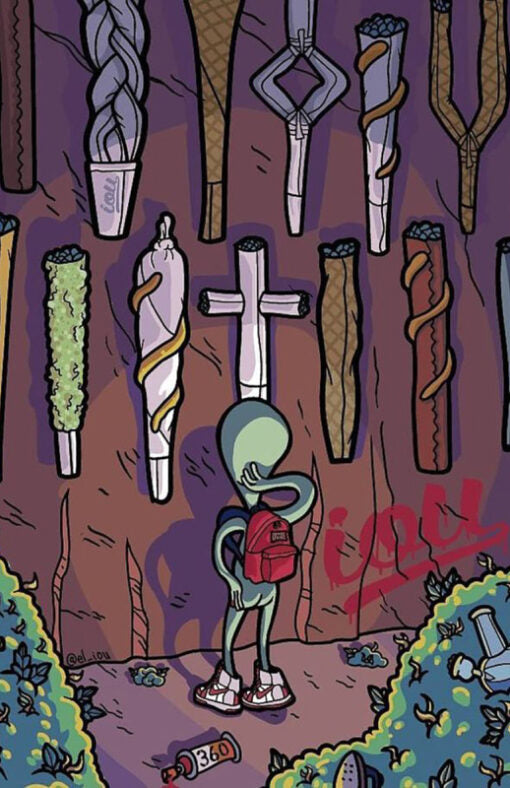 11x17 Marihuana Alien Countertop Poster - HalfMoonMusic