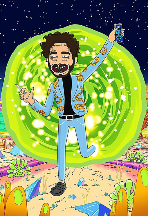 11x17 Post Malone Rick & Morty Countertop Poster - HalfMoonMusic