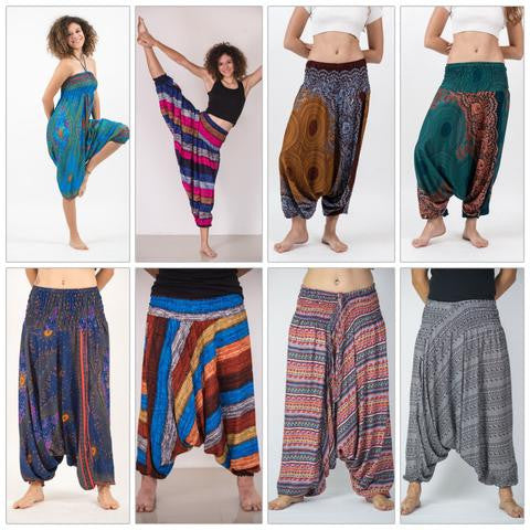 Thai Jumpsuit Low Crotch Harem Pants - HalfMoonMusic