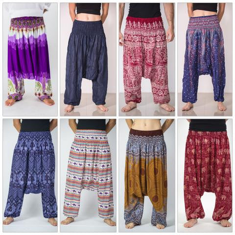 Mens Thai Low Crotch Harem Pants - HalfMoonMusic