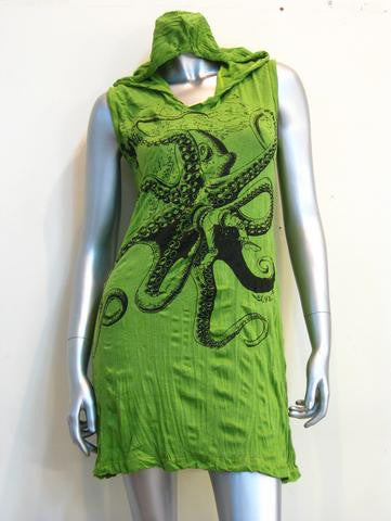 Womens Octopus Hooded Sleeveless Dress - HalfMoonMusic