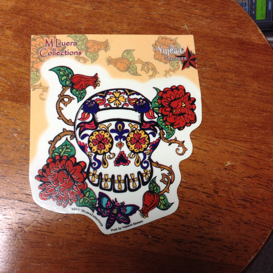Thorned Roses Sugar Skull Sticker - HalfMoonMusic