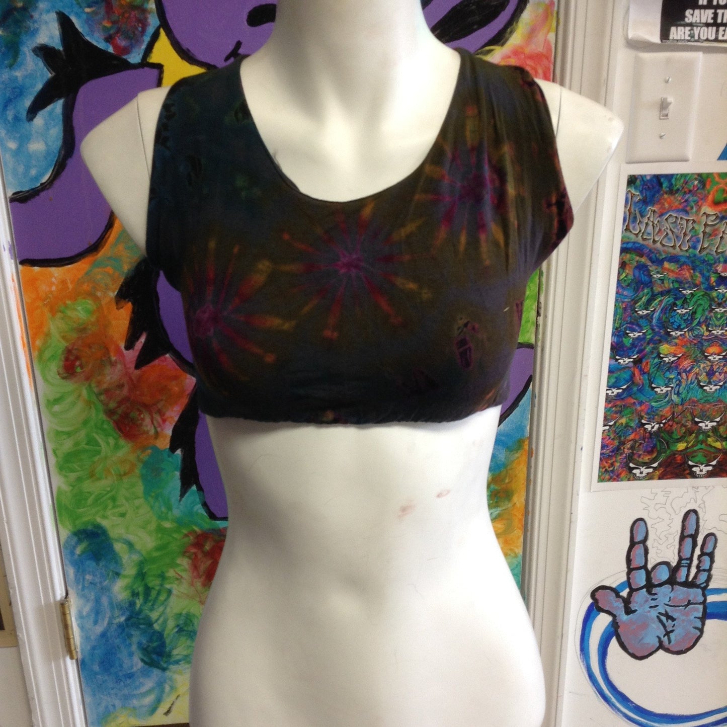 Womens Tie-Dye Criss-Cross Woven Crop Top - HalfMoonMusic