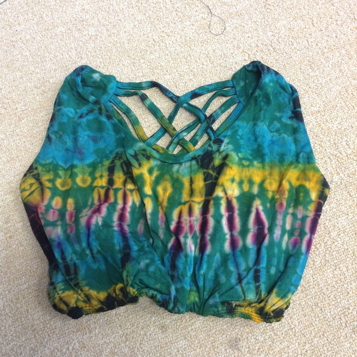 Womens Tie-Dye Criss-Cross Woven Crop Top - HalfMoonMusic