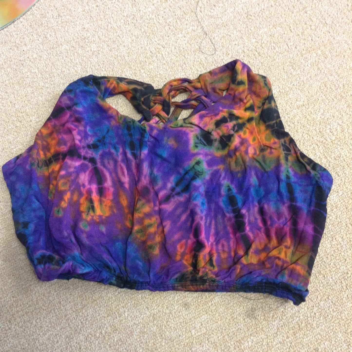 Womens Tie-Dye Criss-Cross Woven Crop Top - HalfMoonMusic