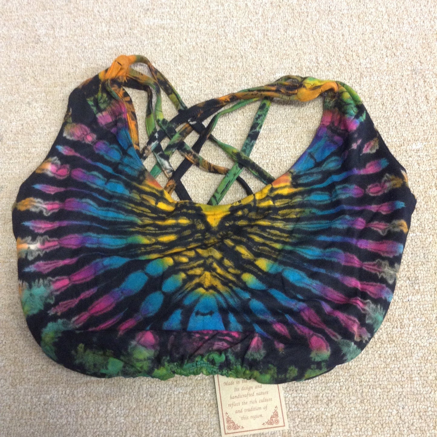 Womens Tie-Dye Criss-Cross Woven Crop Top - HalfMoonMusic
