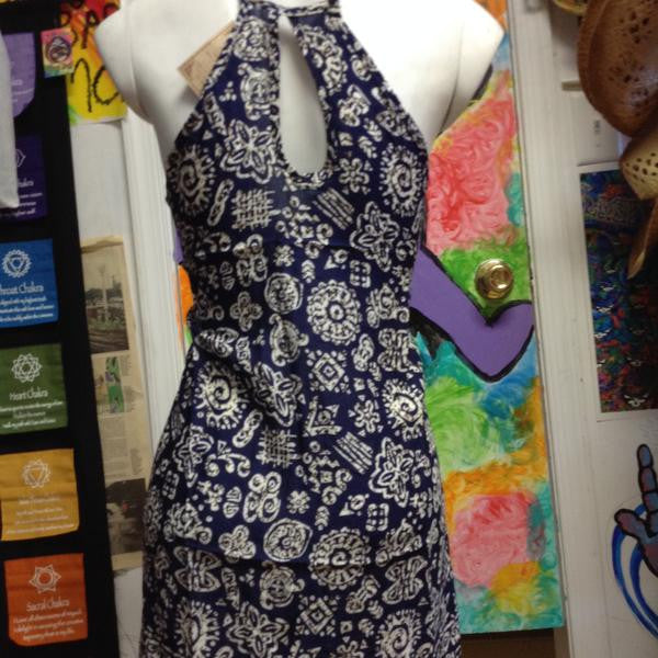 Elephant Print Peep Back Dress - HalfMoonMusic