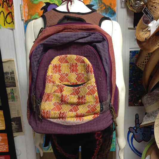 Basket Weave Brocade Trim Backpack - HalfMoonMusic