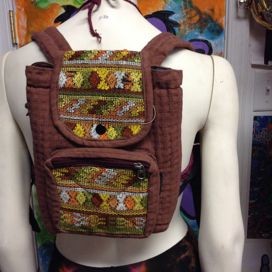 Basket Weave Brocade Mini Backpack - HalfMoonMusic