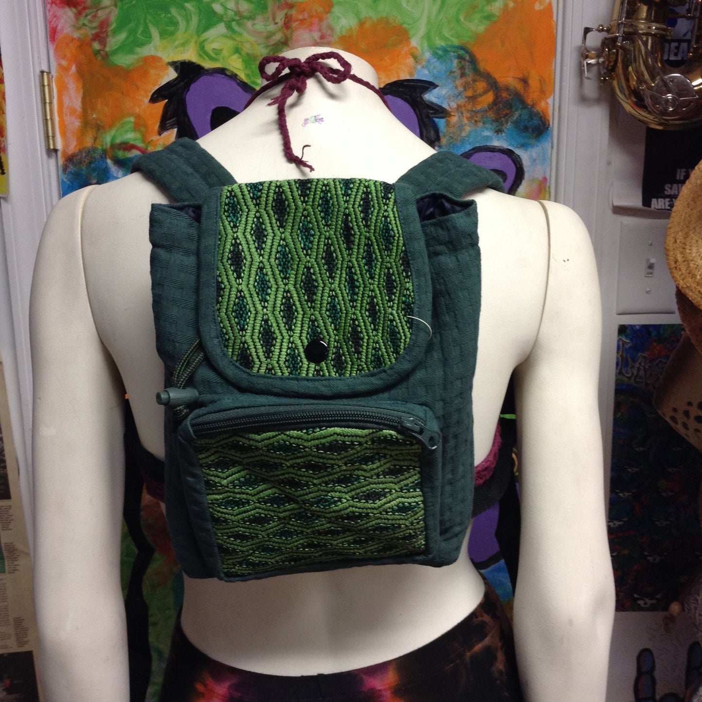 Basket Weave Brocade Mini Backpack - HalfMoonMusic