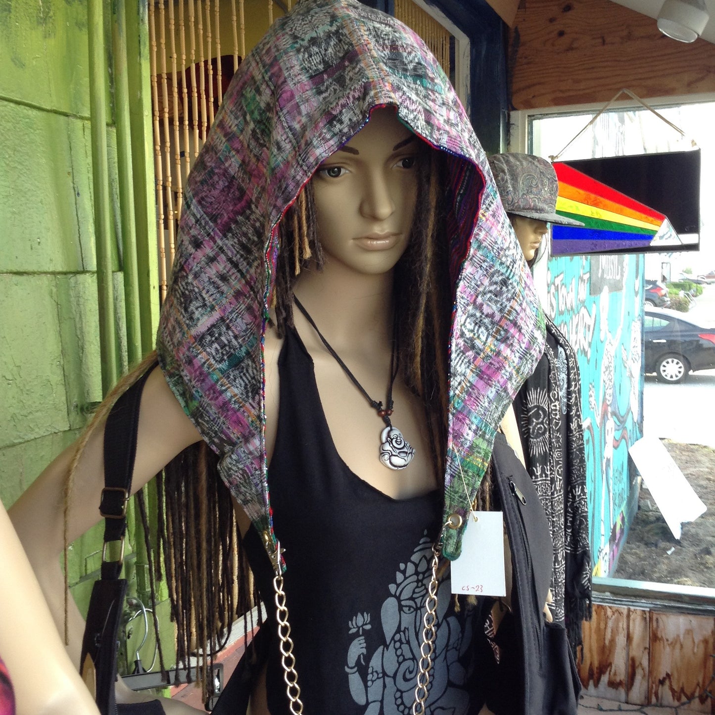 Hand Woven Reversible Hood with Chain - HalfMoonMusic