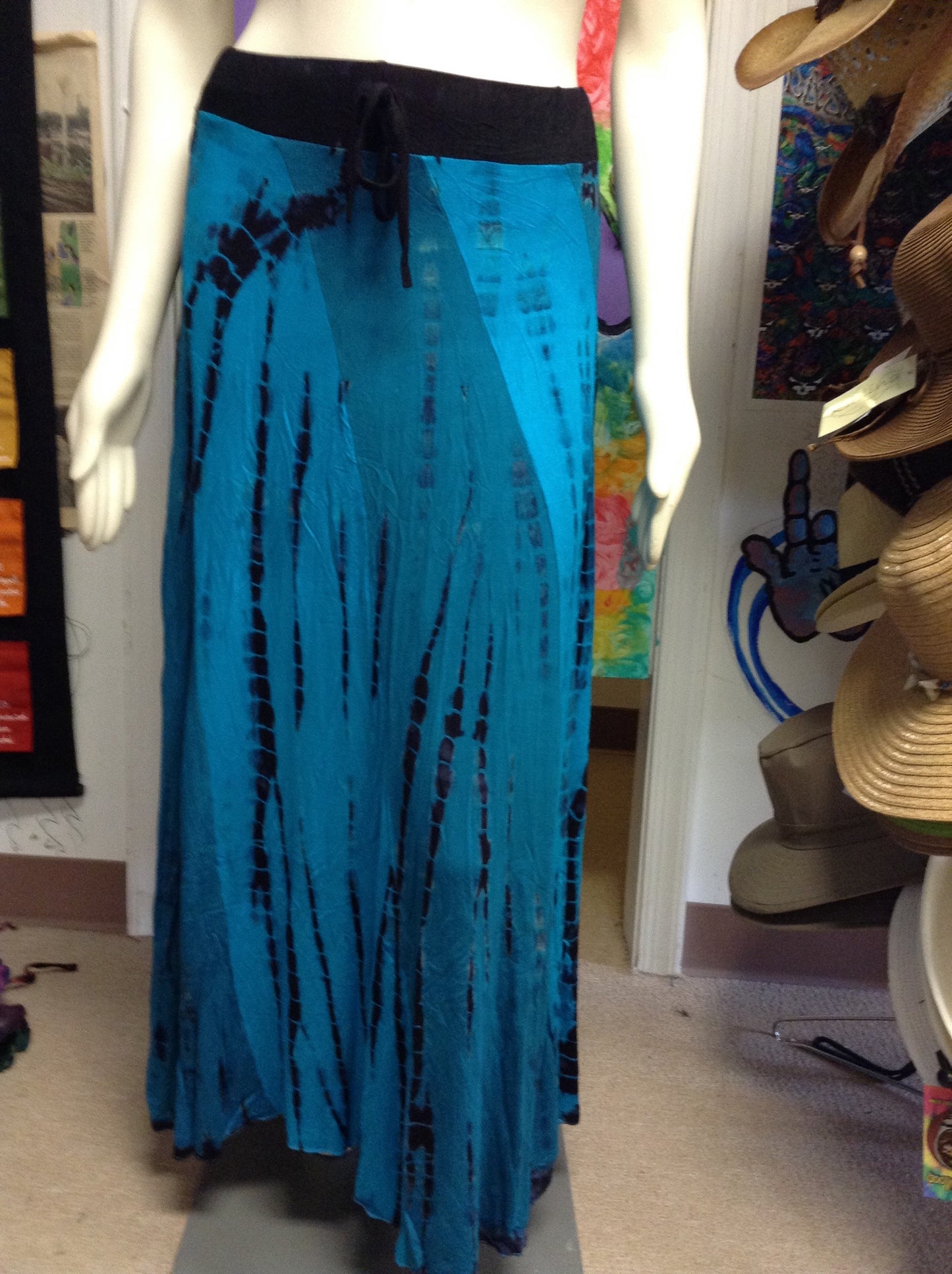 Tie-dye Rayon Twist Panel Skirt - HalfMoonMusic