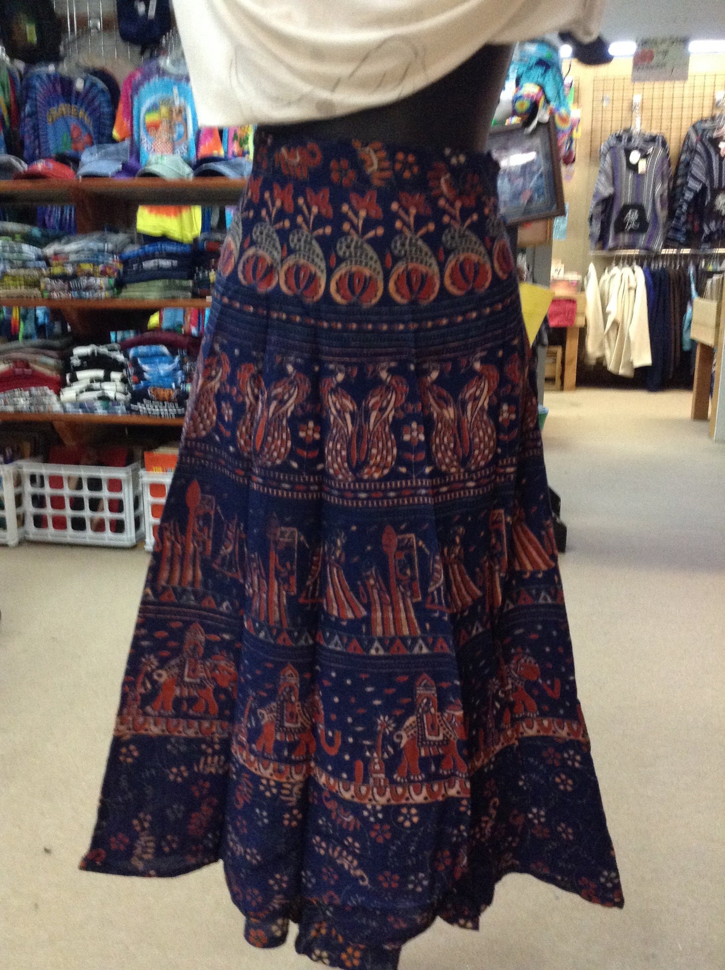 36" Printed Cotton Wrap Skirt - HalfMoonMusic