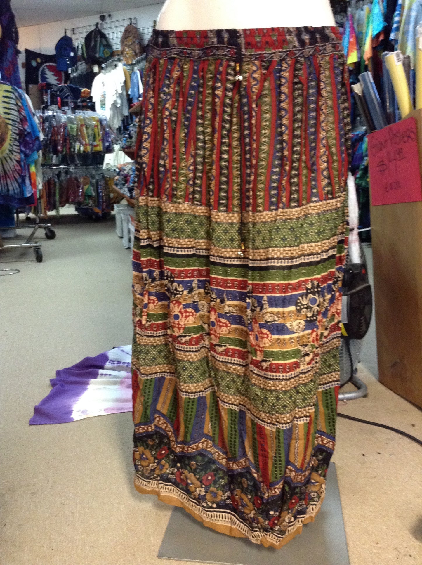 Long Printed Crinkle Skirt - HalfMoonMusic