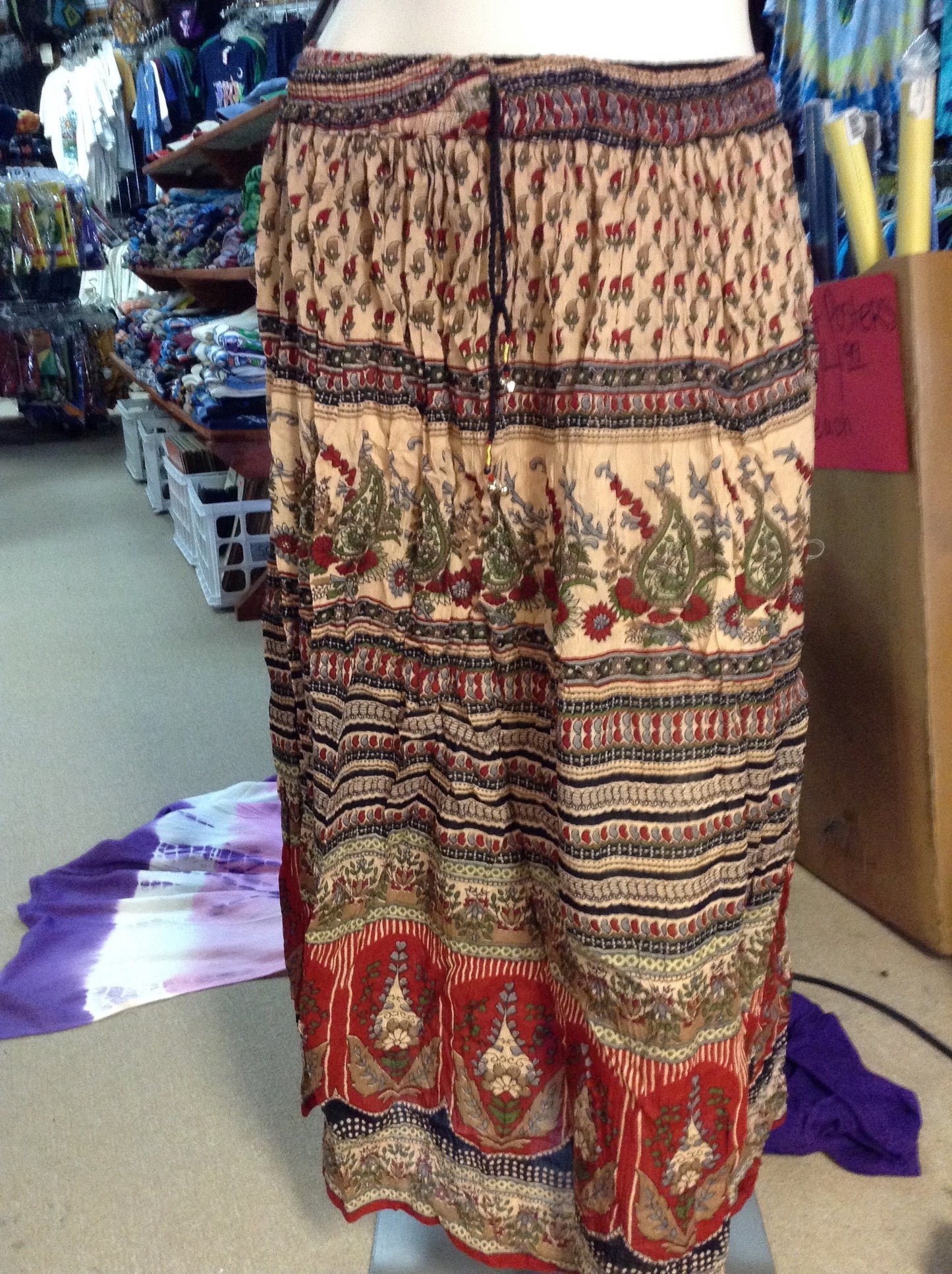 Long Printed Crinkle Skirt - HalfMoonMusic