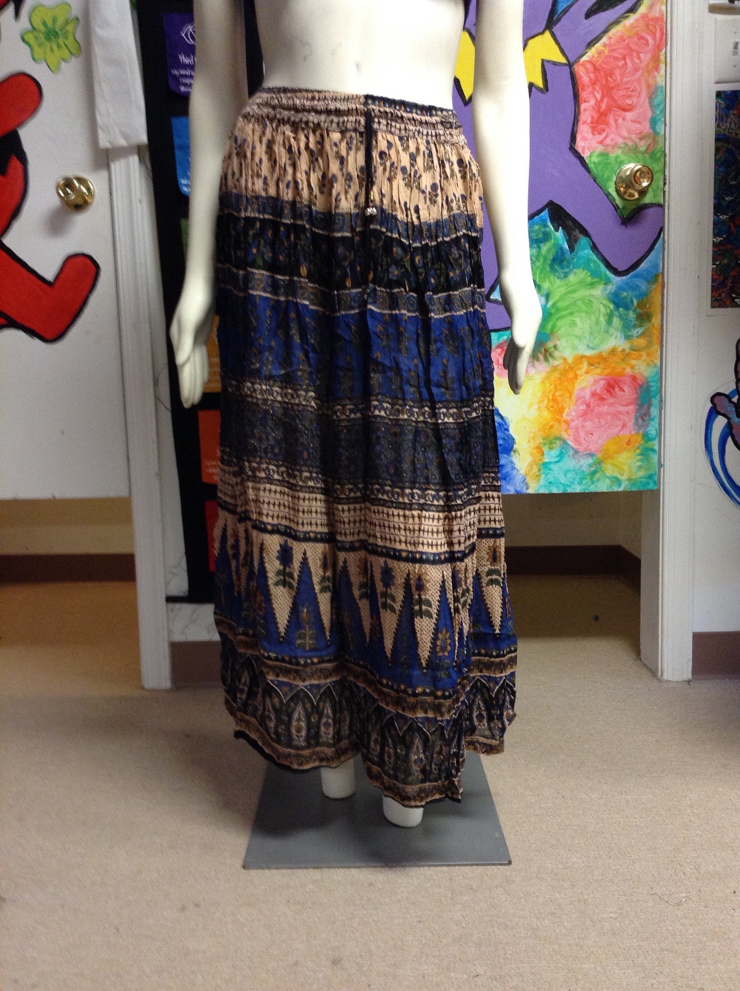 Long Printed Crinkle Skirt - HalfMoonMusic