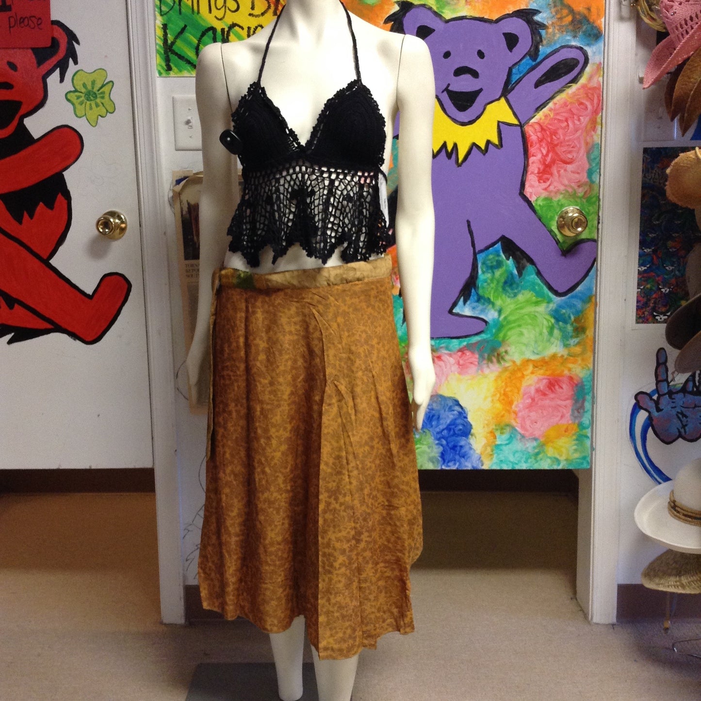 24" Reversible Sari Material Wrap Skirt - HalfMoonMusic