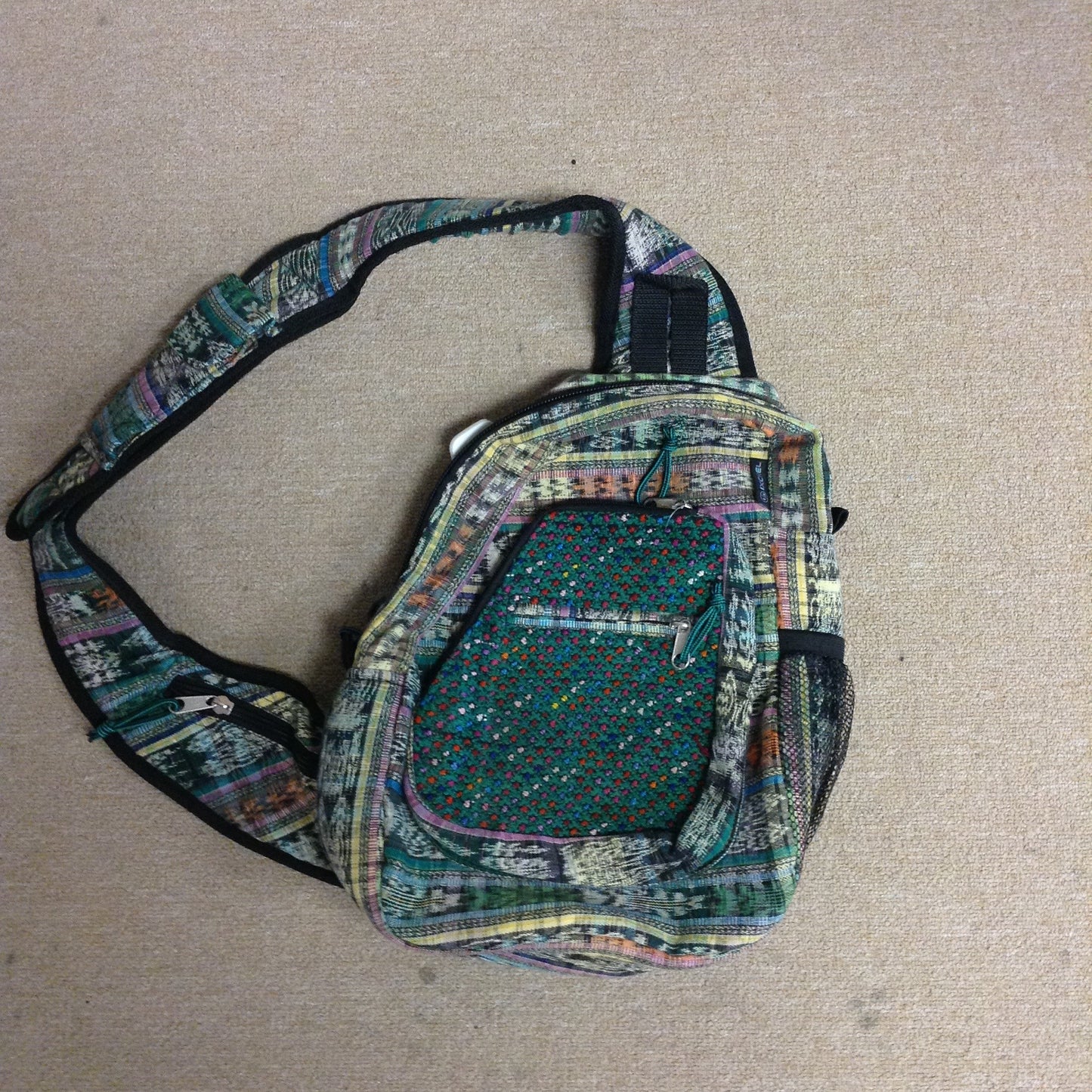 Hand Woven Brocade on Cotton Sling Pack - HalfMoonMusic