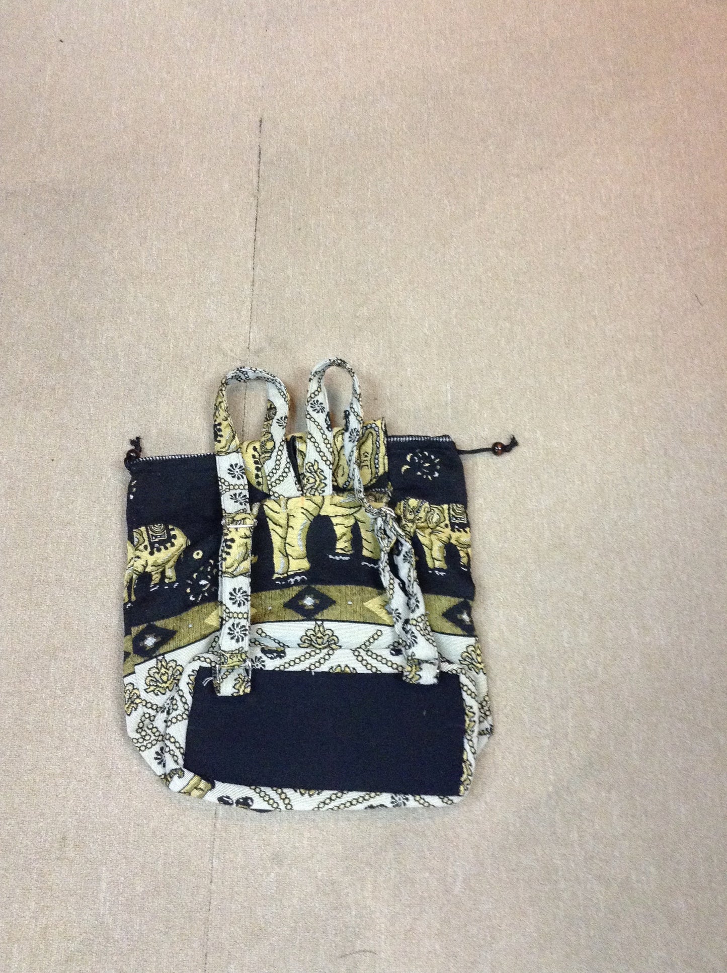 Woven Cotton Elephant Print Backpack - HalfMoonMusic