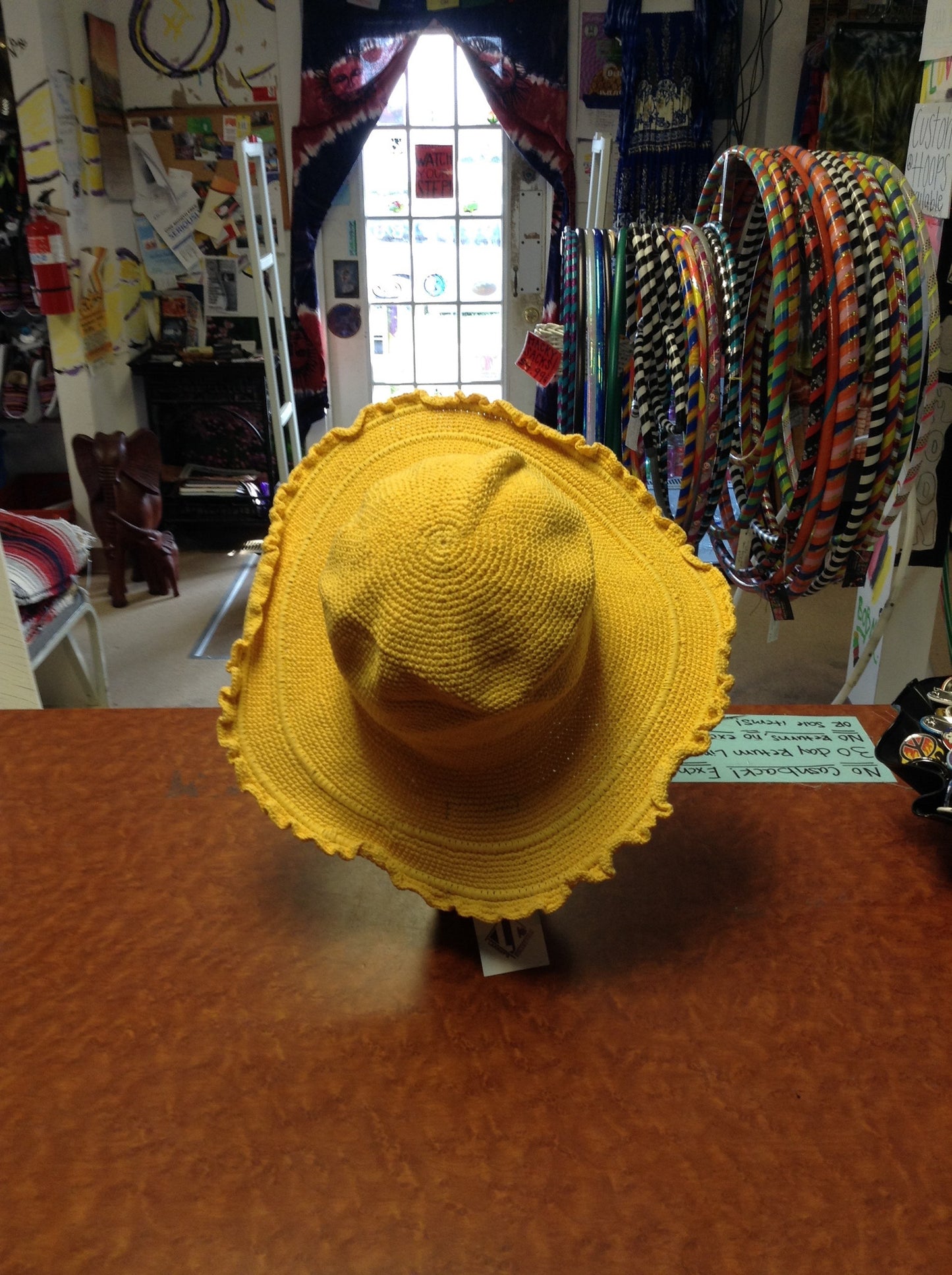 Crocheted Wide Brim Hat - HalfMoonMusic