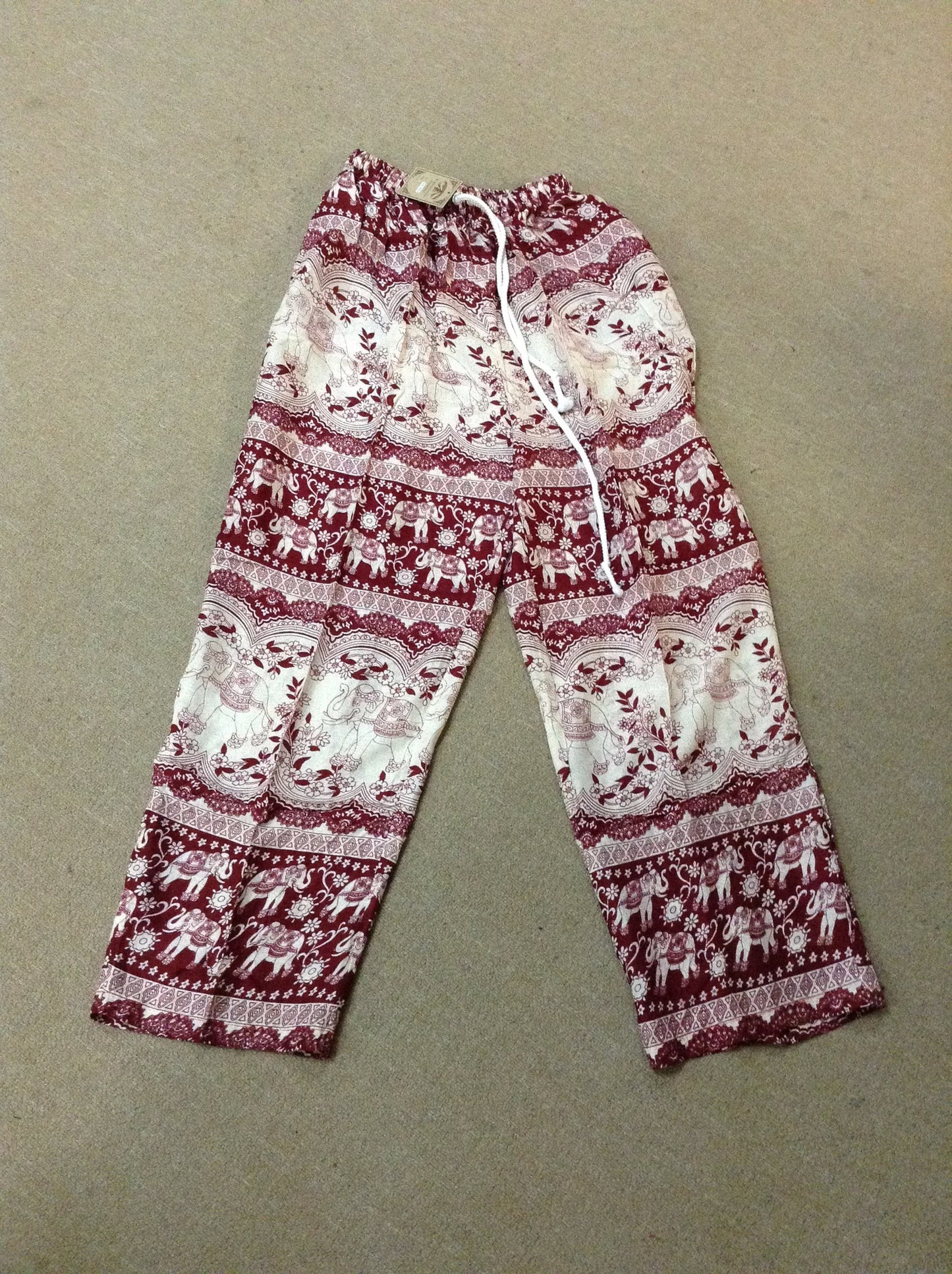 Women's Elephant Drawstring Waist Harem Pants - HalfMoonMusic
