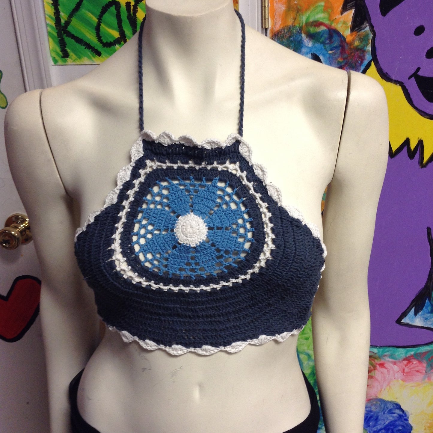 Multi Circle Flower Crochet Top - HalfMoonMusic