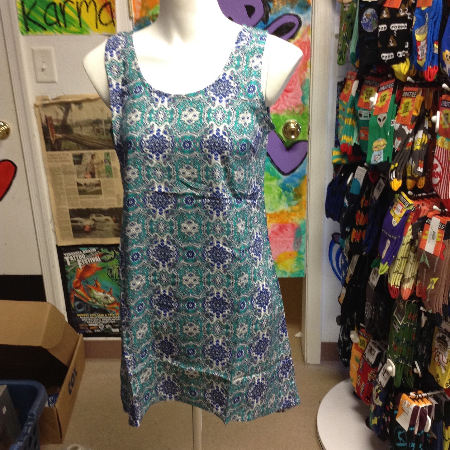 Floral Over Print Dress - HalfMoonMusic