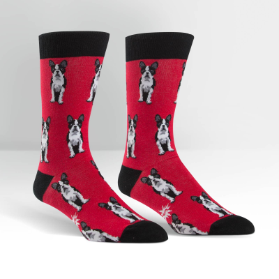 Mens Boston Terrier Crew Socks - HalfMoonMusic