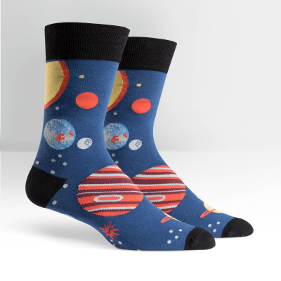 Mens Planets Crew Socks - HalfMoonMusic