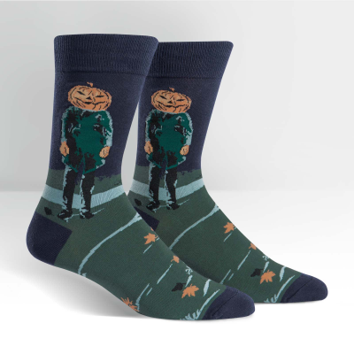 Mens Pumpkin Head Crew Socks - HalfMoonMusic