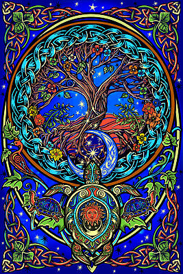 Tree Of Life Tortoise 3D Tapestry - HalfMoonMusic