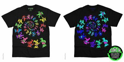 Mens Blacklight Spiral Bears Grateful Dead T-shirt - HalfMoonMusic