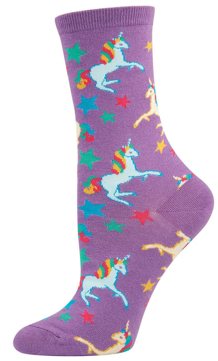 Womens Unicorn Crew Socks - HalfMoonMusic