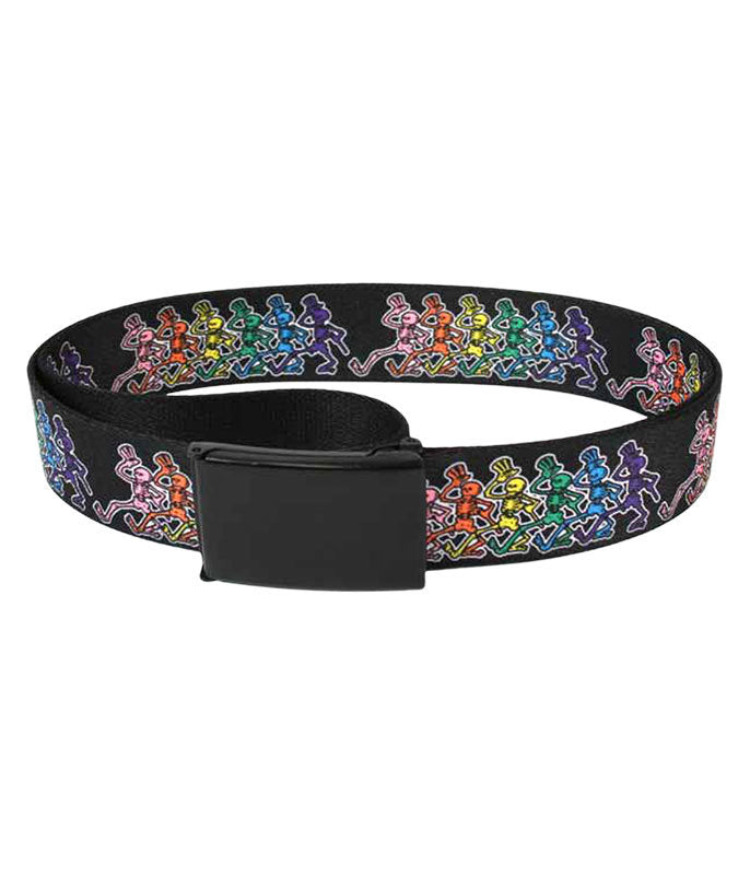 Grateful Dead Rainbow Skeletons Black Clamp Belt - HalfMoonMusic